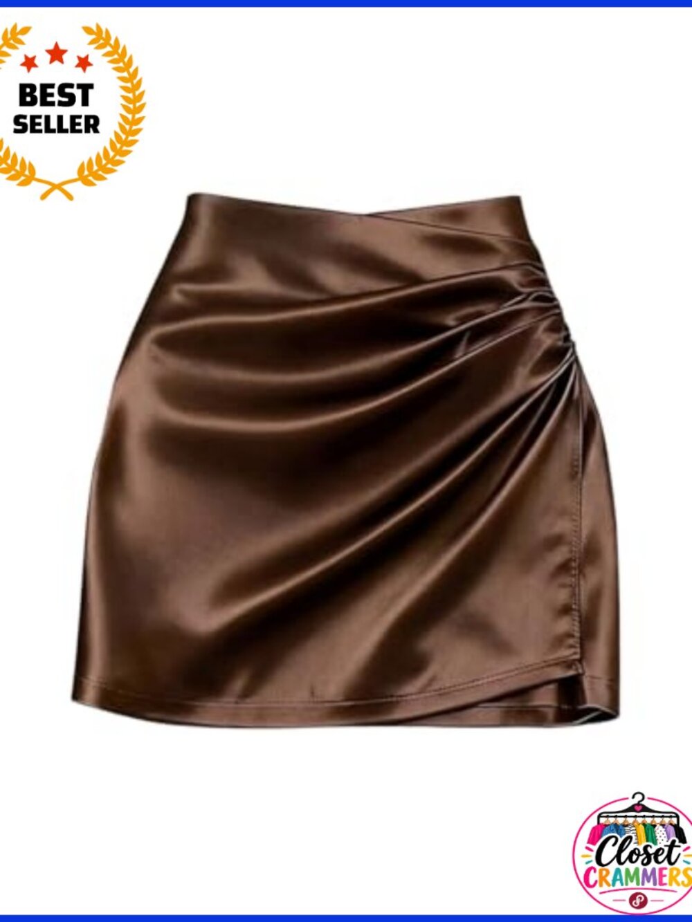 Satin Mini Wrap Skirt Ruched High Waisted Bodycon Silky Party